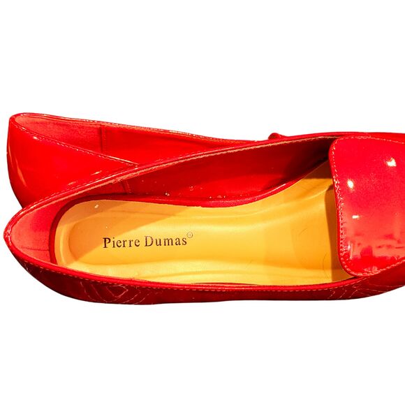 Pierre Dumas Cam-1 Red Patent Leather Flat Pointed Toe Shoe 8M Man Made Slip On - Picture 5 of 7